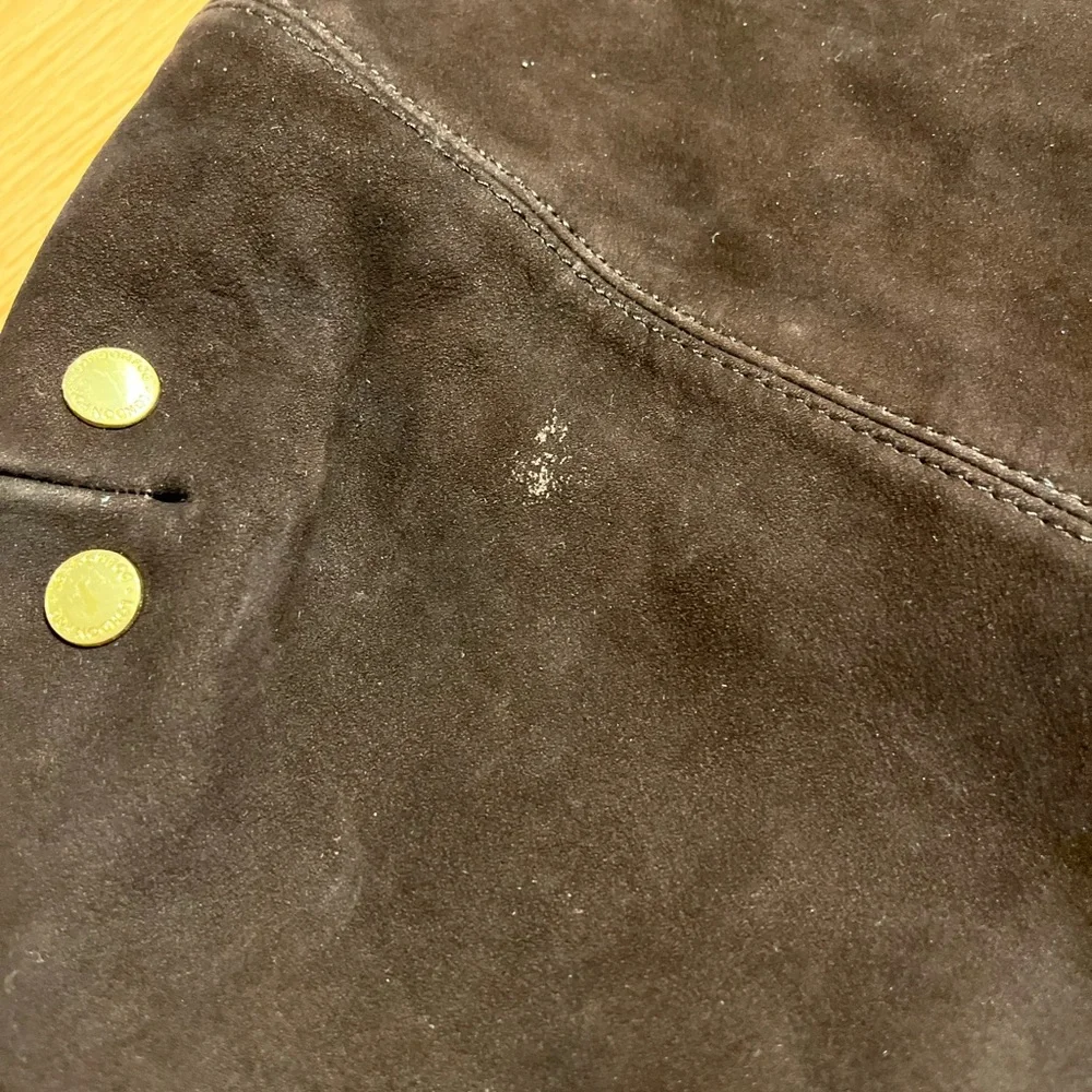 London Fog Brown Suede Leather Hobo Bag